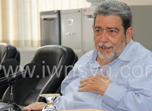 Prime Minister Ralph Gonsalves speaking at the press conference in Kingstown on Tuesday, Aug. 15, 2022.