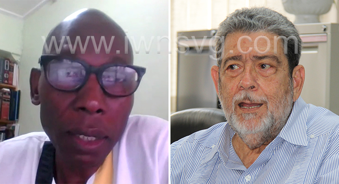 Former speaker of the House of Assembly, Jomo Thomas, left, and Prime Minister Ralph Gonsalves. (iWN file montage)