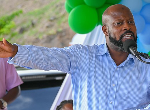 MP for North Leeward, Carlos James speaking at an official event in his constituency  on Sept. 8, 2022. He said on Facebook on Nov. 5, 2022 that a post making certain allegations about him is "unfounded, false and defamatory". (Photo: API/Facebook)