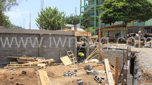 Construction work is still underway at St. Vincent Grammar School, seen her on Aug. 30, 2022.