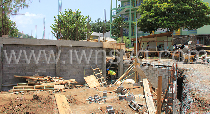Construction work is still underway at St. Vincent Grammar School, seen her on Aug. 30, 2022.