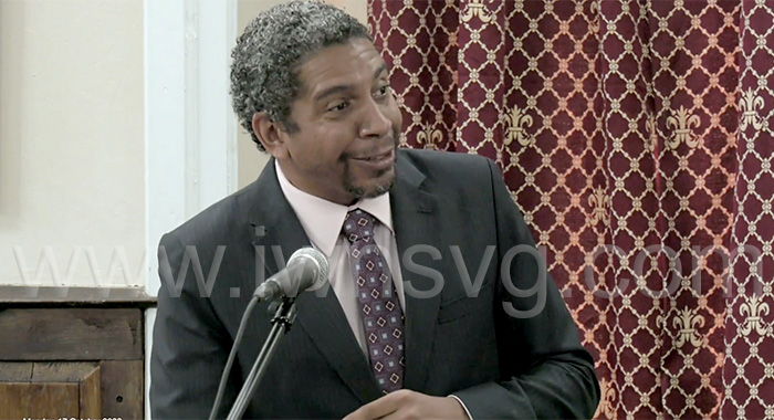 Minister of Finance, Camillo Gonsalves speaking in Parliament on Monday, Oct. 17, 2022. 