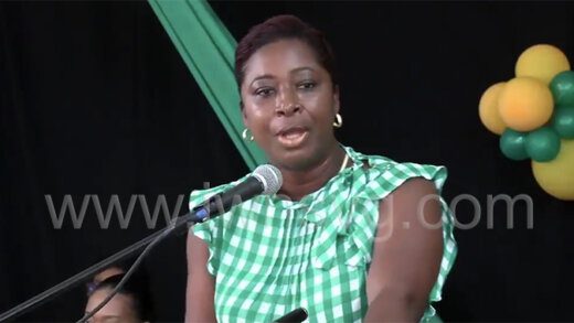 Grenadian MP, Emmalin Pierre delivering the featured address at the NDP Women's Arm convention in Kingstown on Sunday, Oct. 9, 2022.