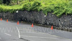 A back wall in Sion Hill showing signs of failure on Wednesday, Nov. 9, 2022.