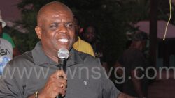 Former North Leeward MP, Roland "Patel" Matthews speaking at a public meeting in Fitz Hughes on Oct. 1, 2022.