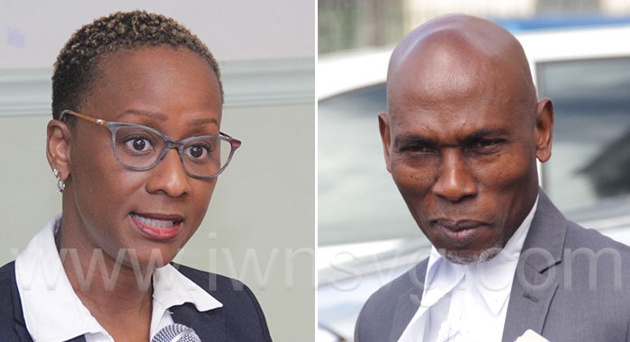 Chief Medical Officer, Dr. Simone Keizer-Beache, left, and lawyer Jomo Thomas. (iWN file photo)