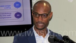 Stewart Haynes, executive director of the National Insurance Services, during the consultation with the media in Kingstown on Tuesday, Nov. 22, 2022.