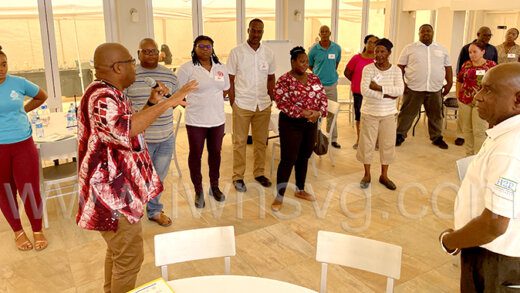 Participants engage in an activity during the workshop in Bequia on Monday, Nov. 7, 2022. 