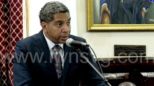 Minister of Finance Camillo Gonsalves speaking in Parliament on Dec. 14, 2022.