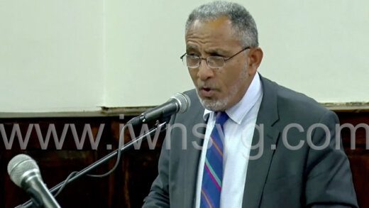 Opposition Leader Godwin Friday debates the Estimates in Parliament on Dec. 14, 2022. 