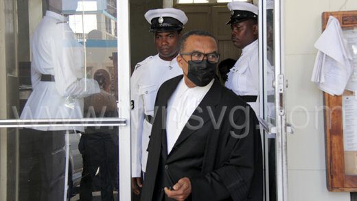 Defence counsel Michael Wyllie leaves High Court No. 1, in Kingstown after Justice Brian Cottle ordered police to escort him from the courtroom on Friday, Dec. 16, 2022. 