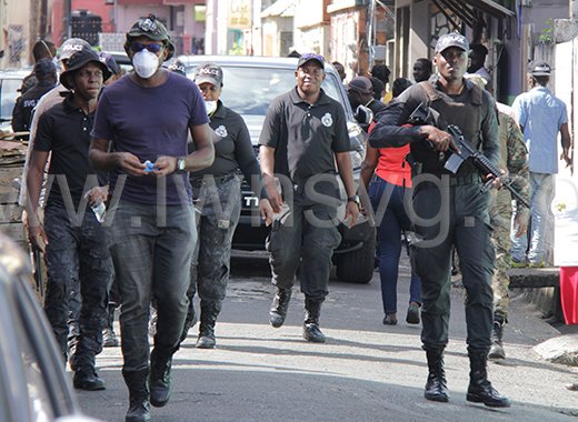 Police officers during an operation in Paul's Avenue on Nov. 17, 2022.  Prime Minister Ralph Gonsalves has called for greater police presence between Stubbs and Rillan Hill. 