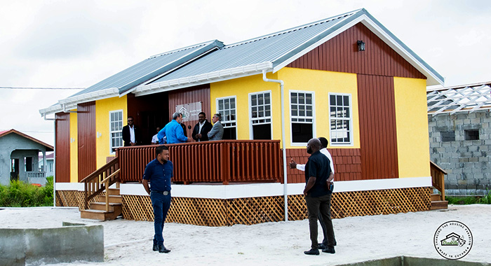 Prime Minister Ralph Gonsalves visits a DuraVilla homes in Guyana. 