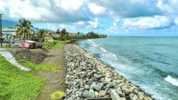 This year, EC$80.3 million of the EC$1.4 billion budget is allocated to environmental protection. The government continues to spend million on sea defence, such as this one concluded in Georgetown last September. (Photo: Lance Neverson/Facebook)