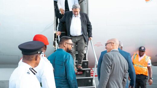 Prime Minister Ralph Gonsalves arrives in Guyana for an official visit on Monday, Jan. 2, 2023. (Photo: Demerara Waves) 