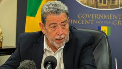 Prime Minister Ralph Gonsalves speaking during an event in Kingstown on Friday, Jan. 20, 2023. 
