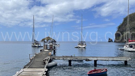 Yachts anchored at Wallilabou on Jan. 26, 2022.