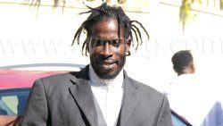 Abdul Garrick arrives at the Serious Offences Court on Feb. 20, 2023 charged with the murder of Dorsetshire Hill resident, Purlinea Greaves.