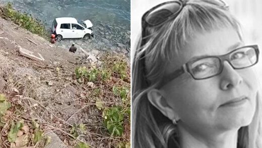 The vehicle ended up in the sea at the bottom of an embankment, claiming the life of Elizabeth Watt-Sampson, left.