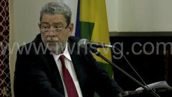 Prime Minister Ralph Gonsalves speaking in Parliament on Thursday, Feb. 24, 2023. 