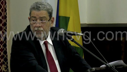 Prime Minister Ralph Gonsalves speaking in Parliament on Thursday, Feb. 24, 2023. 