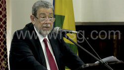 Prime Minister Ralph Gonsalves speaking in Parliament on Thursday, Feb. 23, 2023.