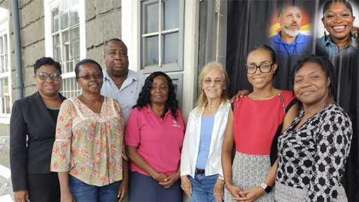 The board of trustees of SVG National SVG. From left: Maferne Mayers-Oliver, Doris Charles, Osei Morris, Descima Hamilton (chairperson), Kathy Martin, Kezi Francis, Leslyn Tucker-Baisden (vice-chair). Insert: Anthony Theobalds and Zahra De Freitas).