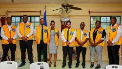 The eight newly inducted Lions. (Photo Courtesy: Clinton Bostwick/Lions Club St. Vincent South)