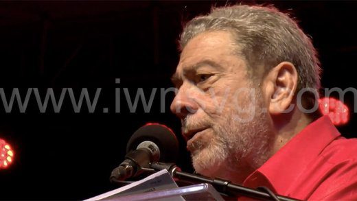 Prime Minister Ralph Gonsalves addresses the ULP rally in Arnos Vale on Sunday, March 26, 2023.