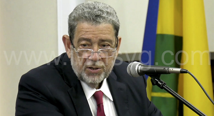Prime Minister Ralph Gonsalves speaking in Parliament on Tuesday, March 21, 2023.