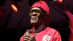 Sunny Banks performing at the ULP rally in Arnos Vale on Sunday, March 26, 2023. 
