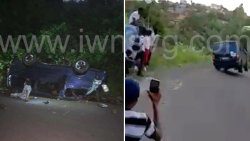 At left, the van at the scene of the accident in Orange Hill on Thursday, March 2, 2023, and, at right, in the video in late January 2023. 