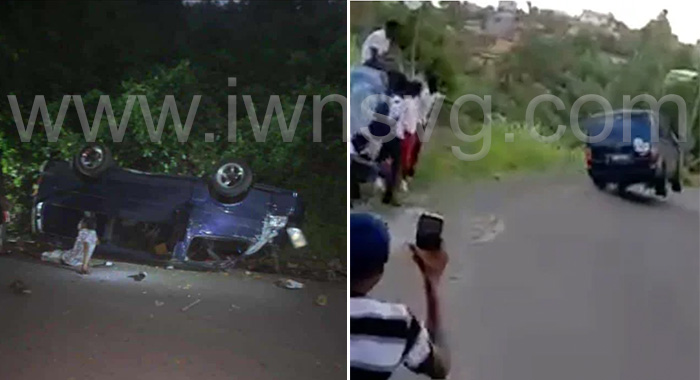 At left, the van at the scene of the accident in Orange Hill on Thursday, March 2, 2023, and, at right, in the video in late January 2023. 