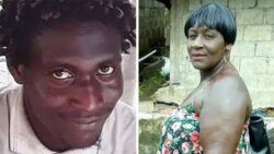 Dwayne Moses, left, a mentally ill man was shot by police in his home village, RIllan Hill on Thursday, April 13, 2023. His mother, Herlitha Moses, right, said her son was left bleeding for a long time before being taken for medical attention. (Photos" Searchlight & Facebook)