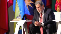 Prime Minister Ralph Gonsalves at the symposium in Trinidad on Monday, April 17, 2023. (Photo: Dr Keith Rowley/Facebook)