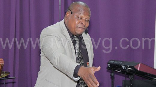 The Reverend Paul Duncan preaching at Rillan Hill Church of the Nazarene on Monday, April 24, 2023.