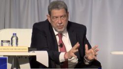 St. Vincent and the Grenadines Prime Minister Ralph Gonsalves participating in round table discussion on violent crime in the region in Trinidad on Monday, April 17, 2023.