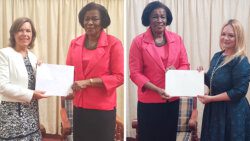 From left: Theodora Magdalena Mircea, ambassador of Romania, presents letters of credence to Governor General Dame Susan Dougan and Beate Stirø, ambassador of the Kingdom of Norway presents letters of credence to Dame Susan. 