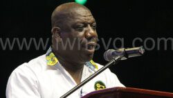 New Democratic Party's Senator Israel Bruce addresses the party's Hope Rally in Georgetown on Saturday, May 13, 2023.