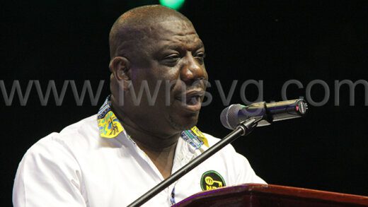 New Democratic Party's Senator Israel Bruce addresses the party's Hope Rally in Georgetown on Saturday, May 13, 2023.