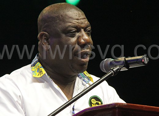 New Democratic Party's Senator Israel Bruce addresses the party's Hope Rally in Georgetown on Saturday, May 13, 2023.