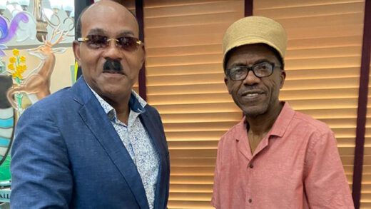 Prime Minister of Antigua and Barbuda, Gaston Browne, left, and lawyer Franklyn “Max E" Edwards.