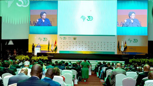 Prime MInister of Barbados, Mia Mottley speaking at the Afreximbank meeting in Ghana on Monday, June 19, 2023.