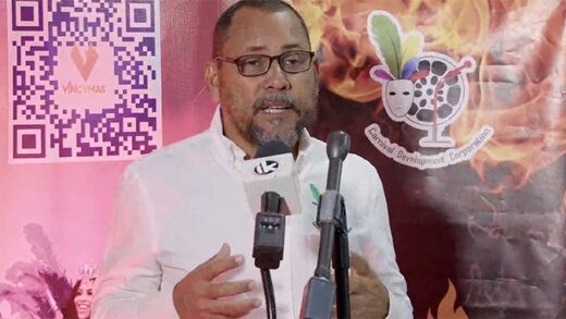 Chair of the Carnival Development Corporation, Ricardo Adams, speaking at the press conference in Kingstown on Tuesday, June 27.