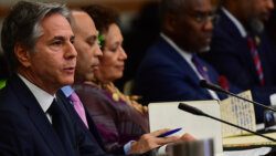US Secretary of State, Anthony Blinken addressing CRICOM leaders in Trinidad on Wednesday, July 5, 2023. (Photo: Facebook/Dr. Keith Rowley)