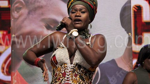 Lornette "Fya Empress" Nedd singing her winning song, "The Price of Neglect" during the Calypso Monarch show on Sunday, July 9, 2023.