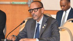 Rwandan President Paul Kagame, address CARICOM leaders in Trinidad on Wednesday, July 5, 2023.