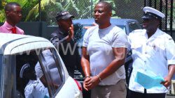 Romaul Benn, of Green Hill, in police custody outside the Serious Offences Court on July 3, 2023.