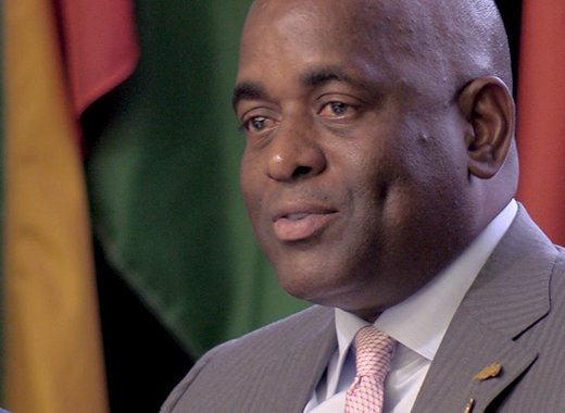 Prime Minister Roosevelt Skerrit at the news conference in Trinidad on Tuesday, July 6, 2023. (CMC Photo)