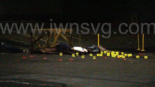 The scene in Kingstown where the four men were shot and killed on Wednesday, July 19, 2023.